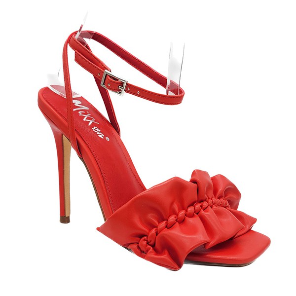 ruffle strap stiletto heel shoe