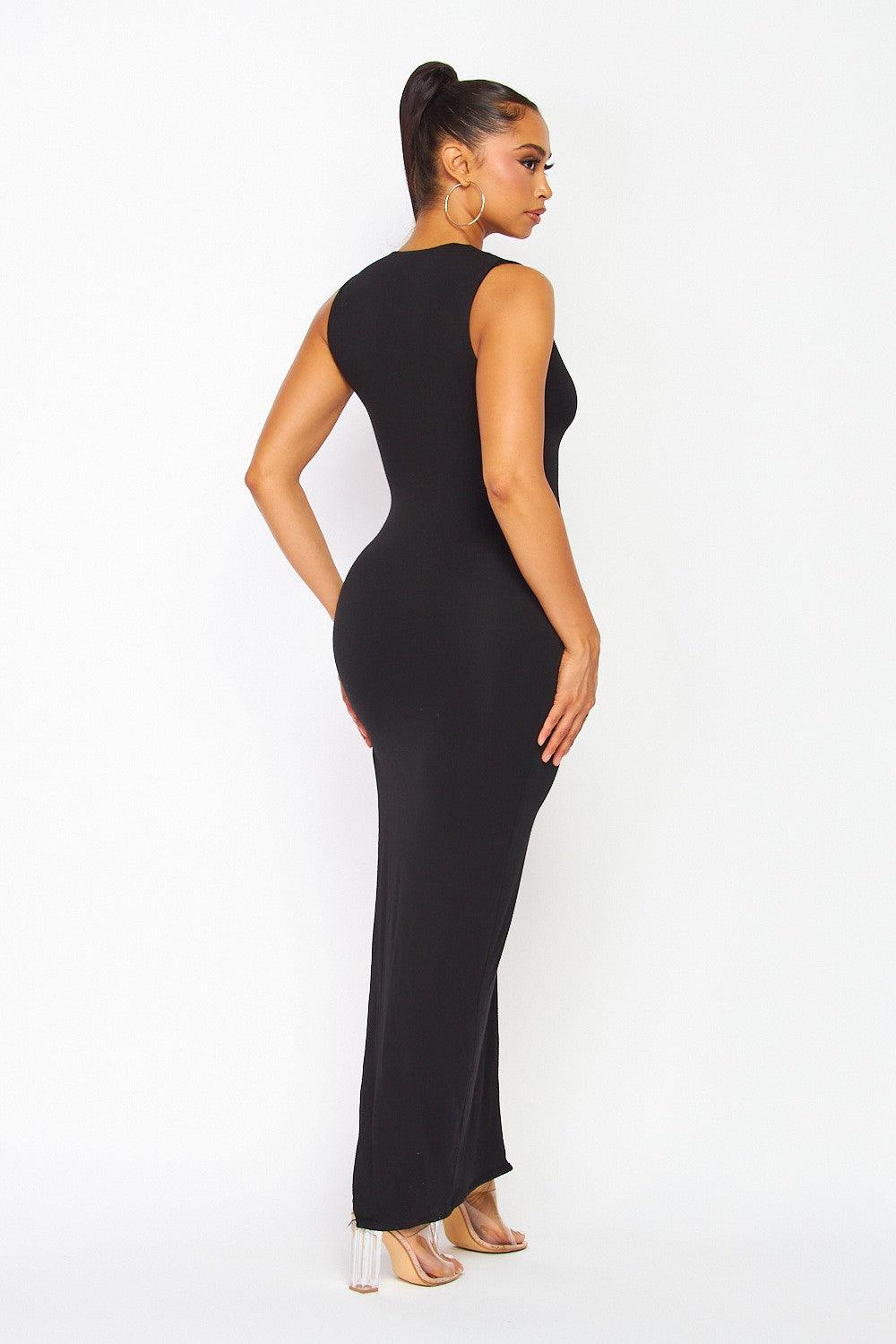 Deep V Neck Side Slit Maxi Dress - RK Collections Boutique