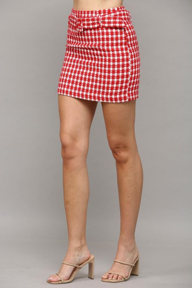 belted tweed mini skirt - RK Collections Boutique