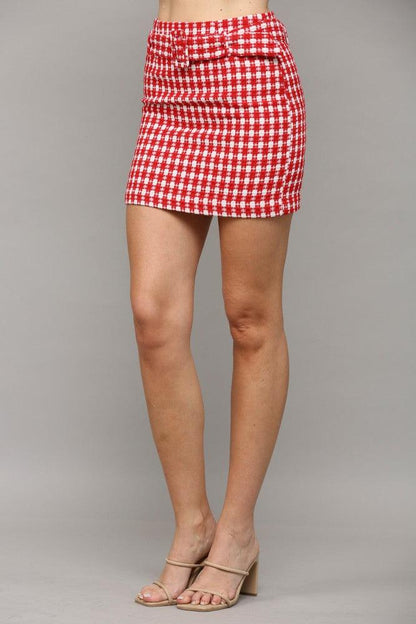 belted tweed mini skirt - RK Collections Boutique