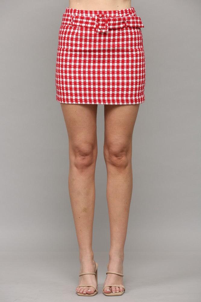 belted tweed mini skirt - RK Collections Boutique