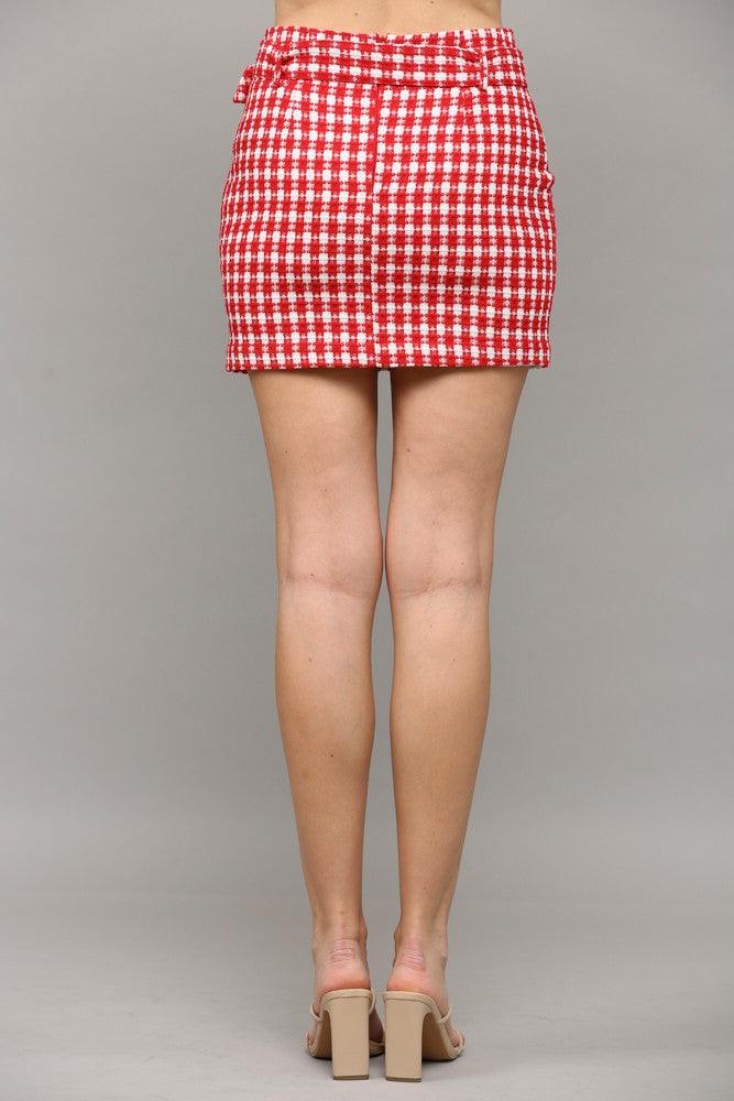 belted tweed mini skirt - RK Collections Boutique