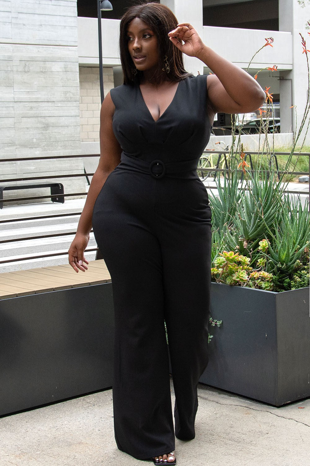 PLUS sleeveless belted jumpsuit