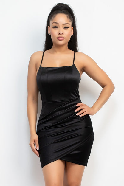 Satin Pleated Tulip Bodycon Dress