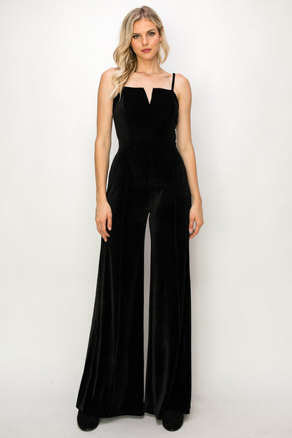 sleeveless velvet jumpsuit