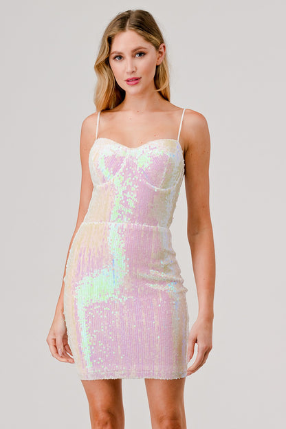 sleeveless sequin bustier mini dress