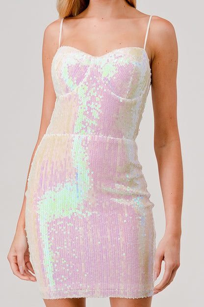 sleeveless sequin bustier mini dress