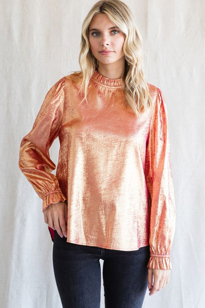 Metallic Long Poet Sleeves Top