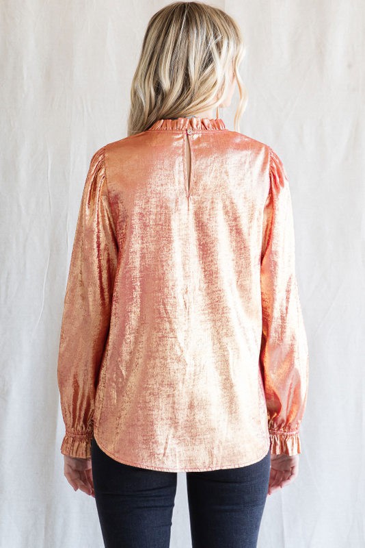 Metallic Long Poet Sleeves Top