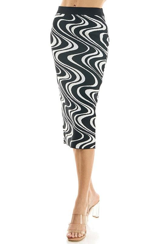 knit wave print midi skirt - RK Collections Boutique