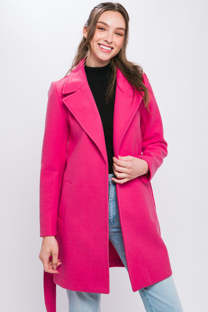 Belted Lapel Collared Trench Coat