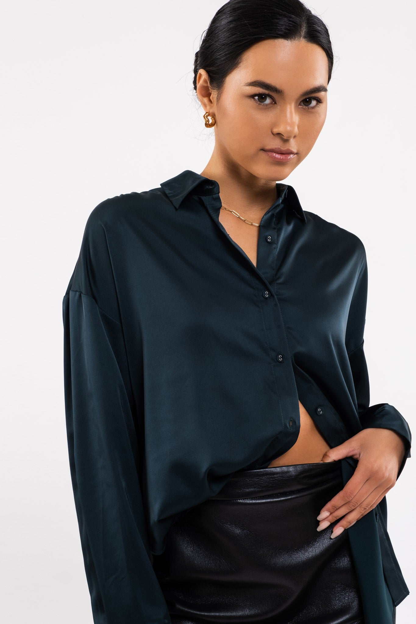 satin button down blouse