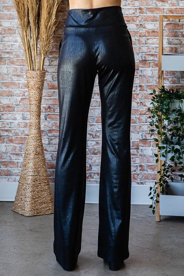 faux leather pull on flare pants - RK Collections Boutique