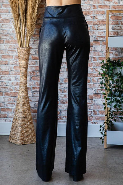 faux leather pull on flare pants - RK Collections Boutique