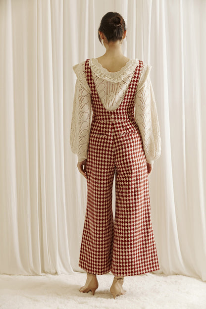 houndstooth tweed overalls jumpsuit