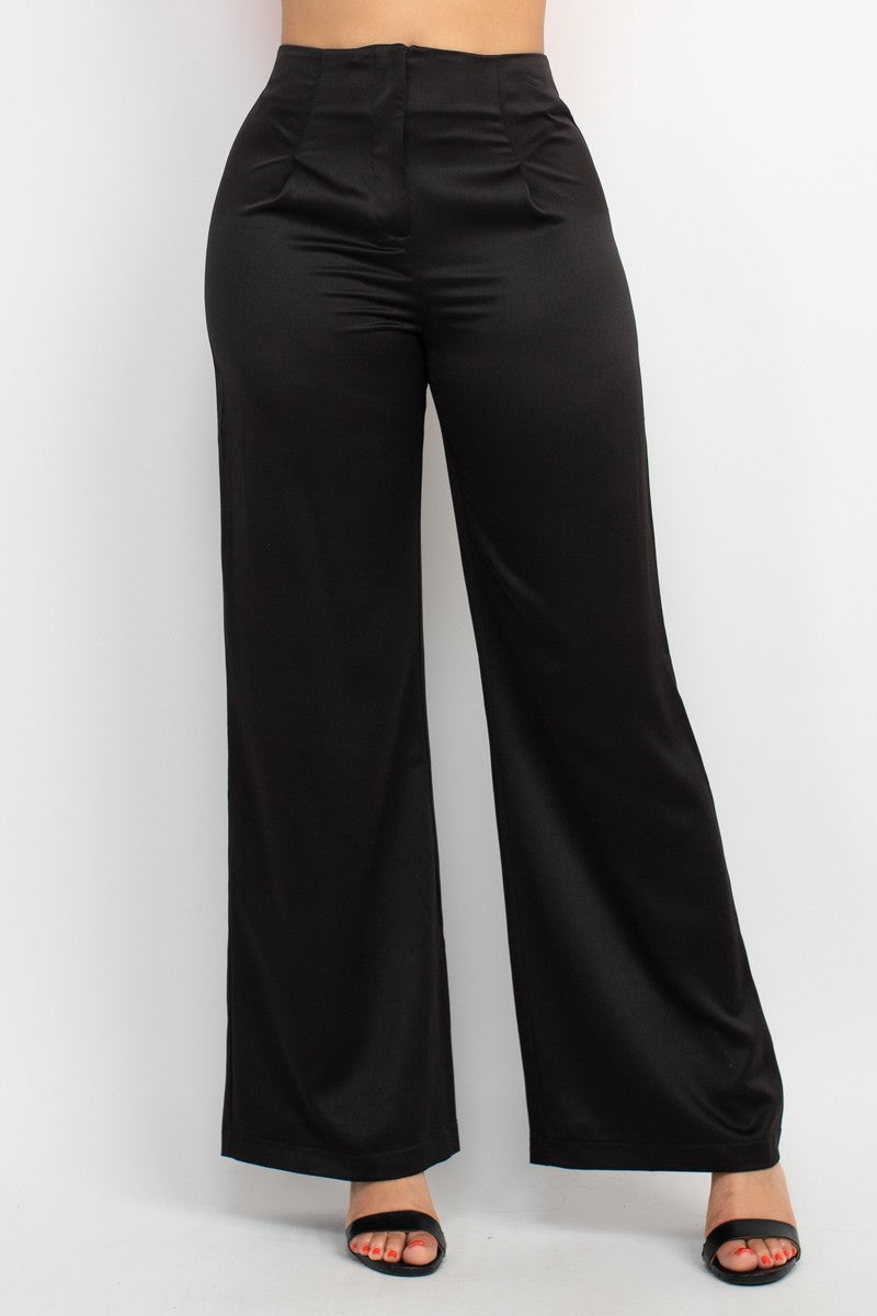 Satin High-Rise Wide Pants