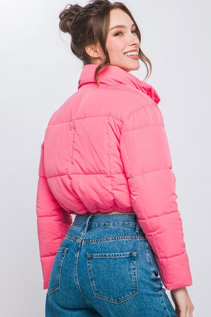 cropped drawstring puffer jacket