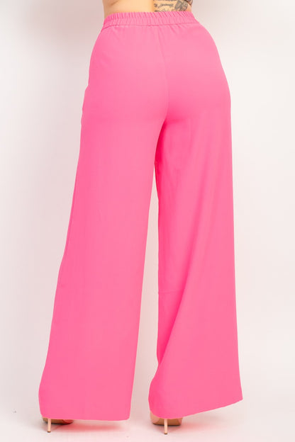 High-Rise Pleated Palazzo Pants