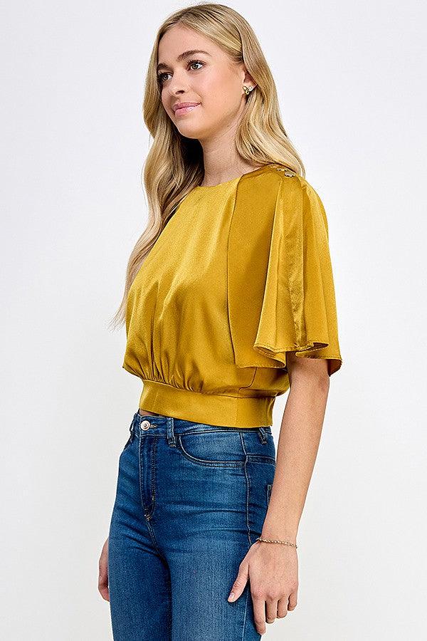 flutter sleeve banded hem top - RK Collections Boutique