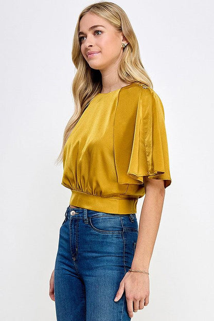 flutter sleeve banded hem top - RK Collections Boutique