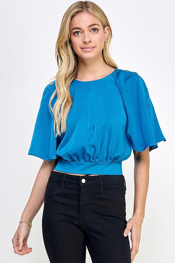 flutter sleeve banded hem top - RK Collections Boutique