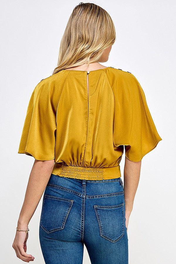 flutter sleeve banded hem top - RK Collections Boutique