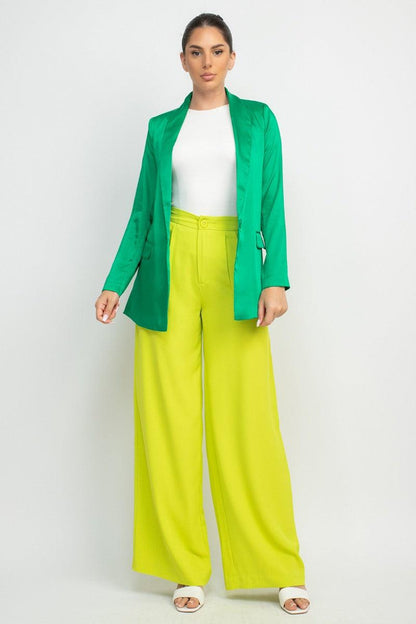 Satin One Button Boyfriend Blazer - RK Collections Boutique