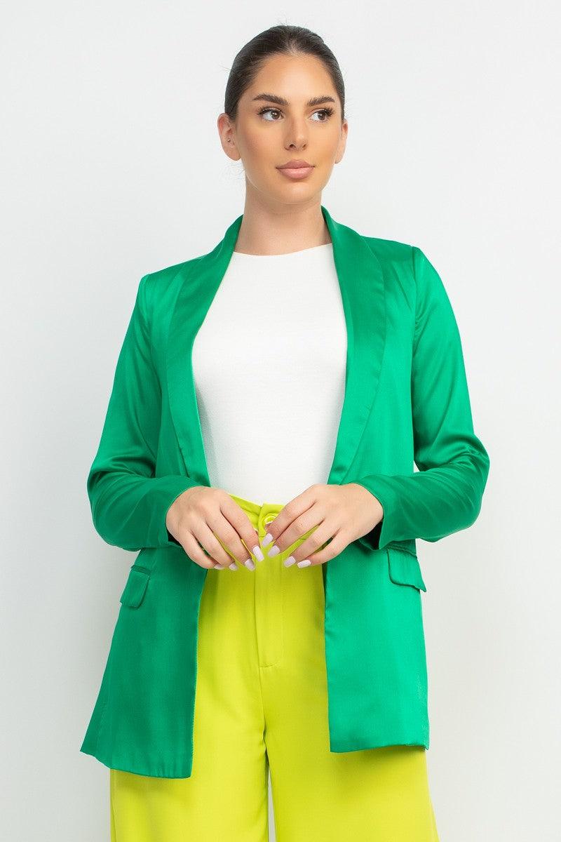 Satin One Button Boyfriend Blazer - RK Collections Boutique