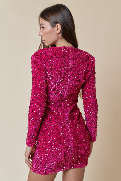 long sleeve sequin dress