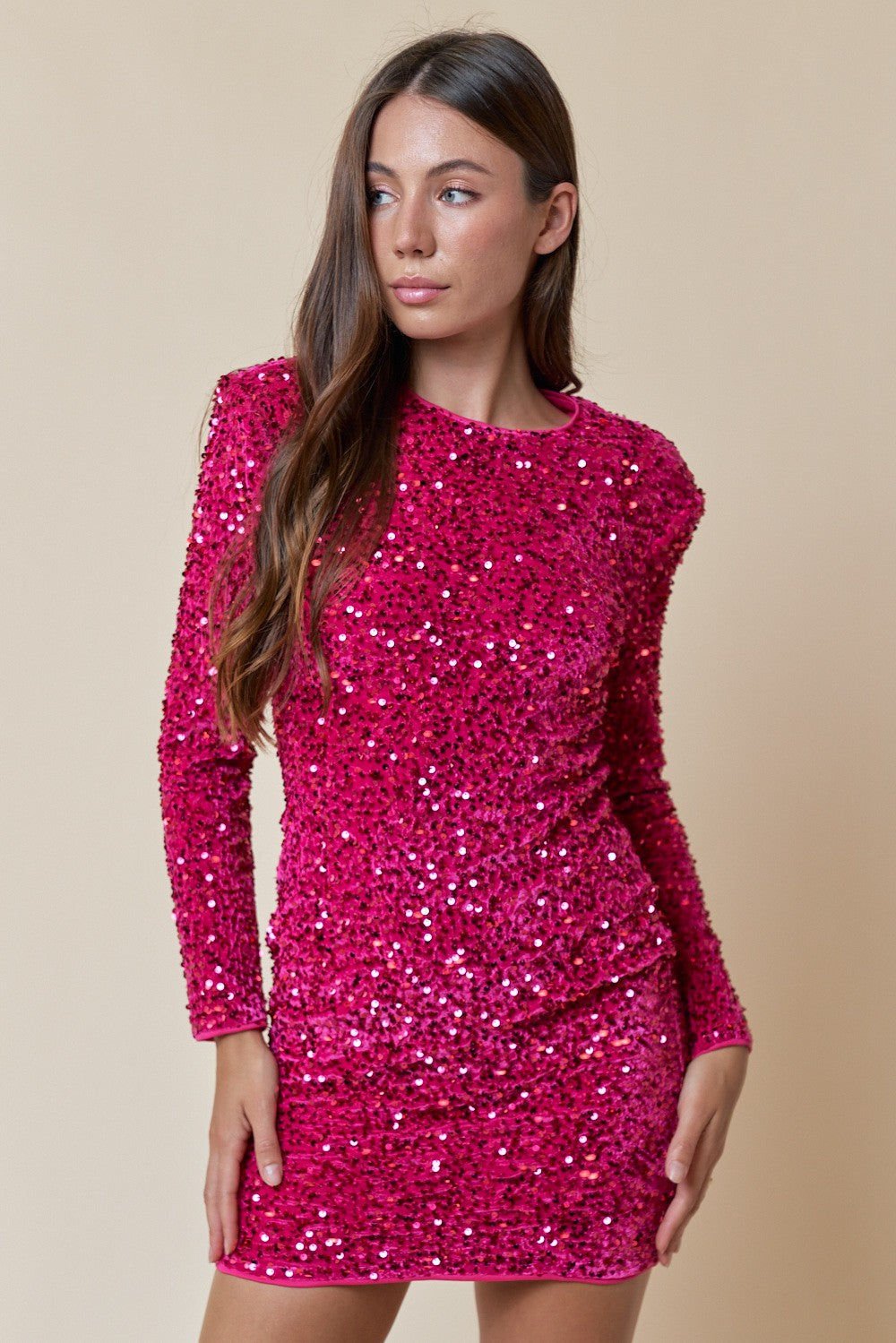 long sleeve sequin dress