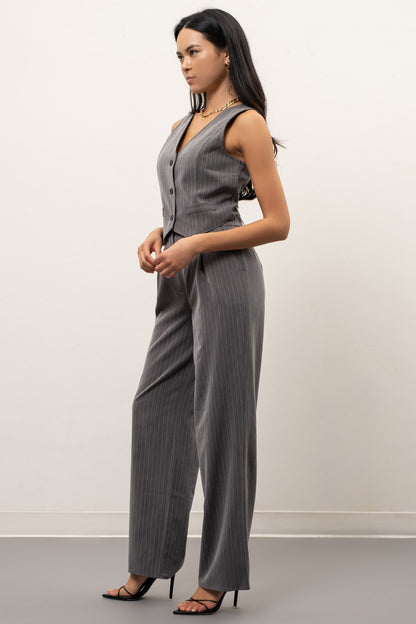 pinstripe high waist wide leg pants