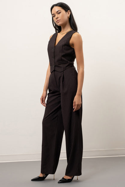 pinstripe high waist wide leg pants