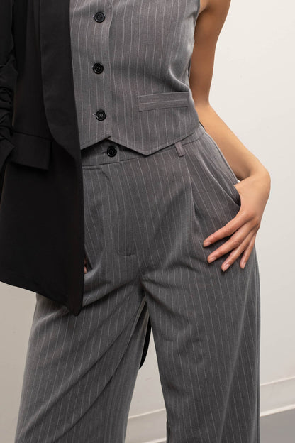 pinstripe high waist wide leg pants