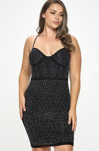 Plus Rhinestone Embellished Bodycon Dress