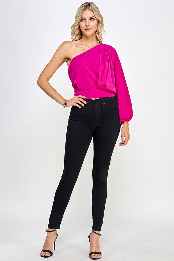 drape one sleeve top