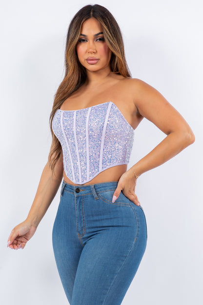 strapless sequin corset top