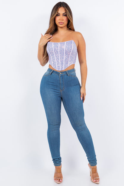 strapless sequin corset top