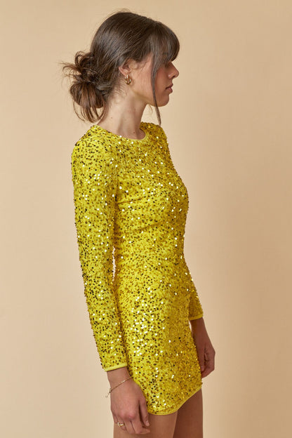 long sleeve sequin dress