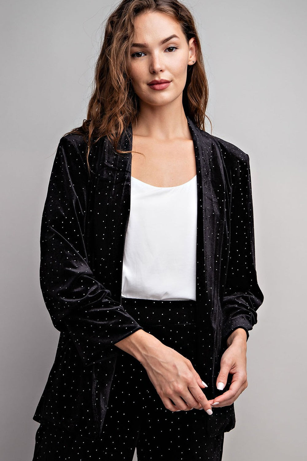 velvet rhinestone blazer