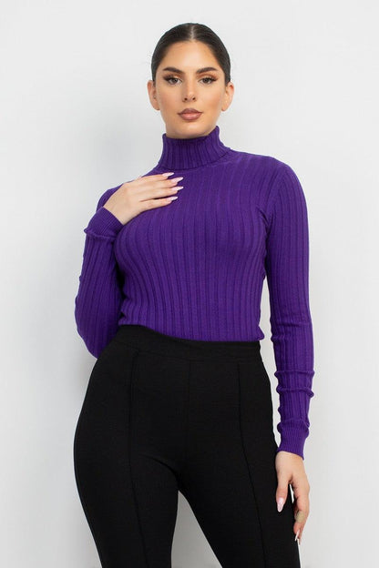 Ribbed Turtleneck Sweater - RK Collections Boutique