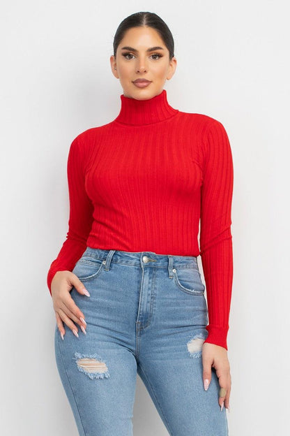 Ribbed Turtleneck Sweater - RK Collections Boutique