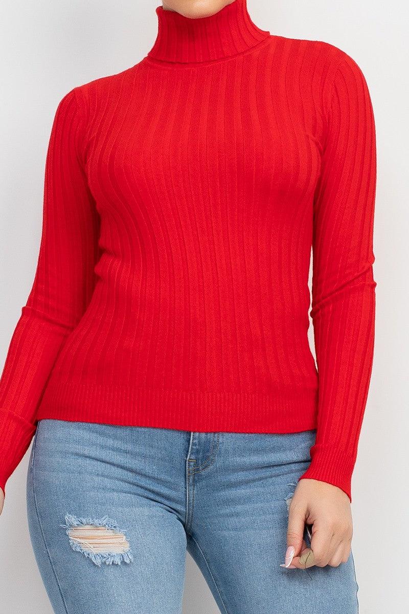 Ribbed Turtleneck Sweater - RK Collections Boutique