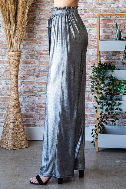 PLUS metallic paperbag waist slinky pants - RK Collections Boutique