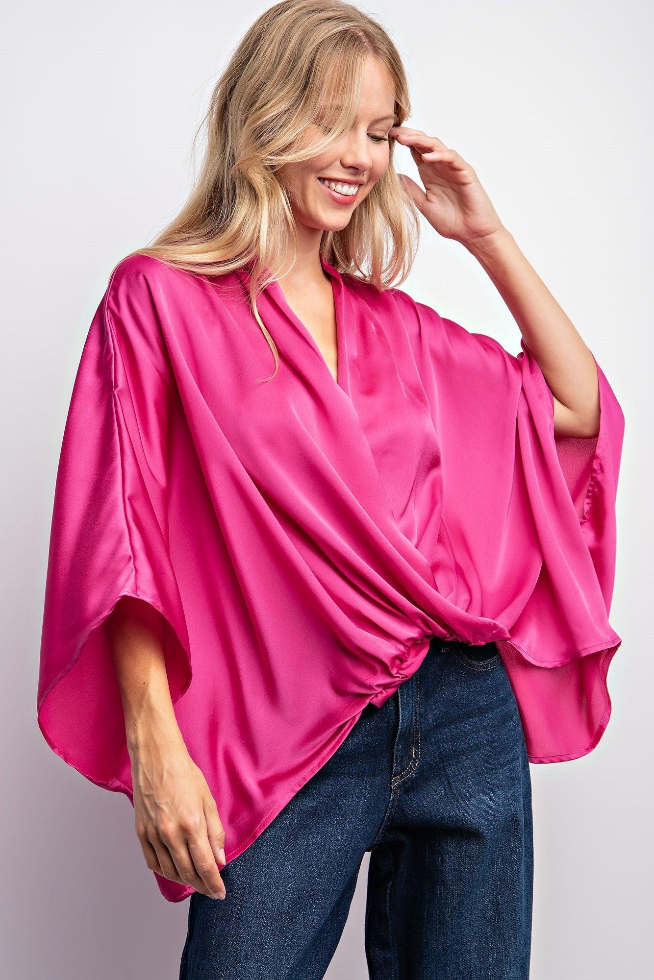 kimono sleeve satin top - RK Collections Boutique