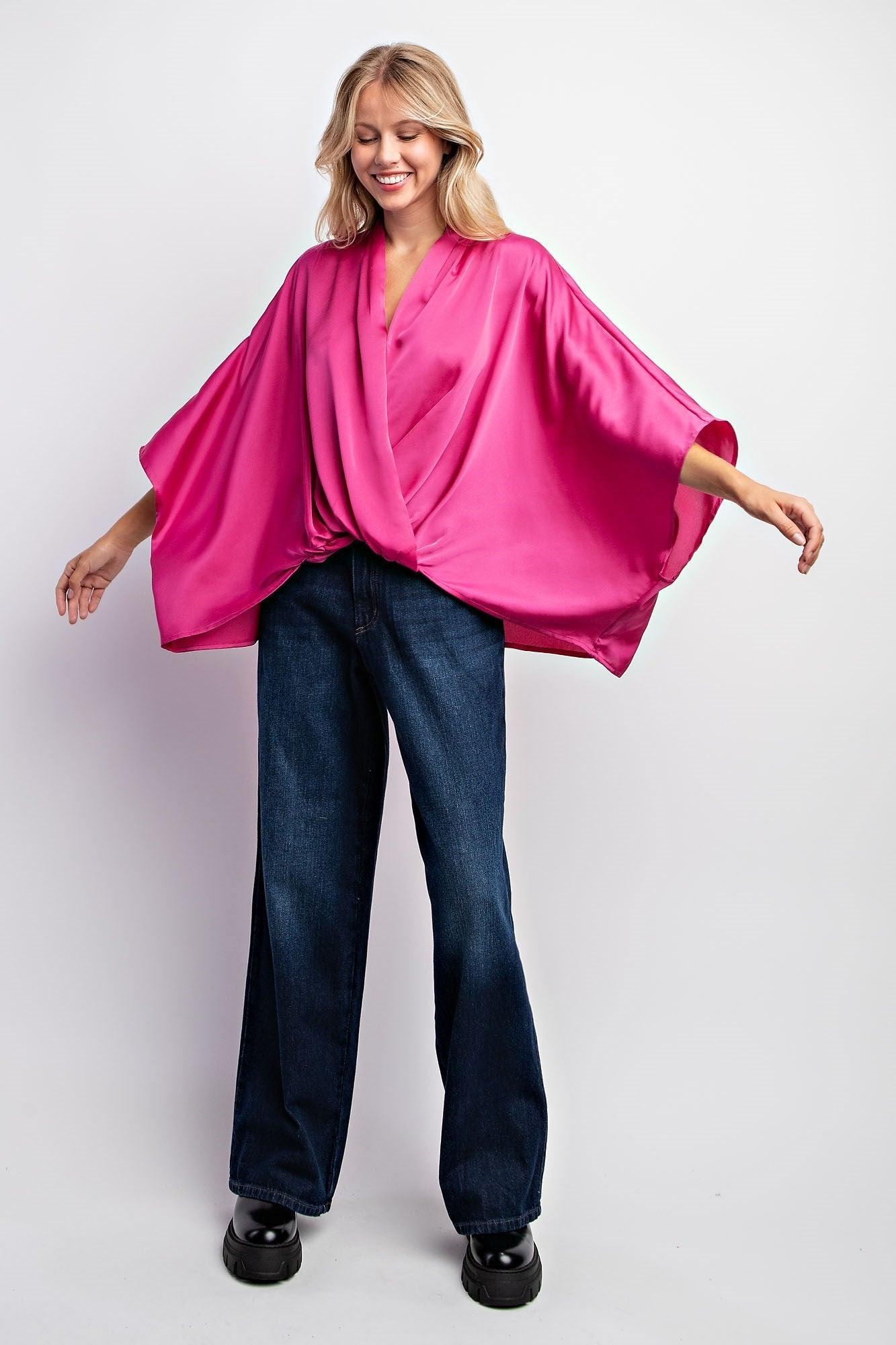 kimono sleeve satin top - RK Collections Boutique