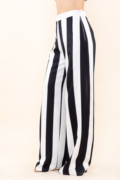 vertical stripe wide leg pants