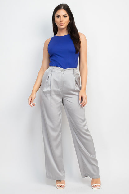 satin wide leg pants