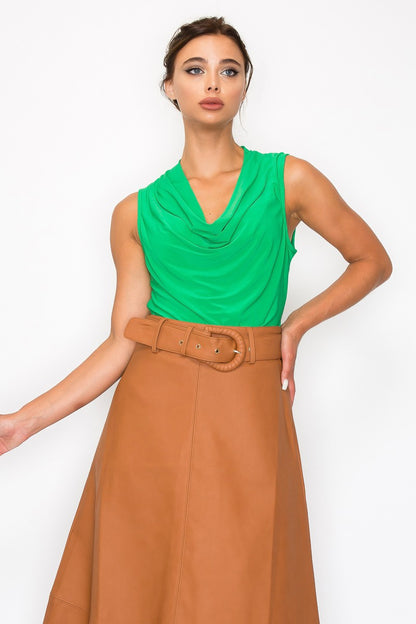 sleeveless cowl neck slinky top