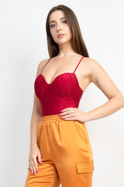 Ruffled Cami Satin Bodysuit