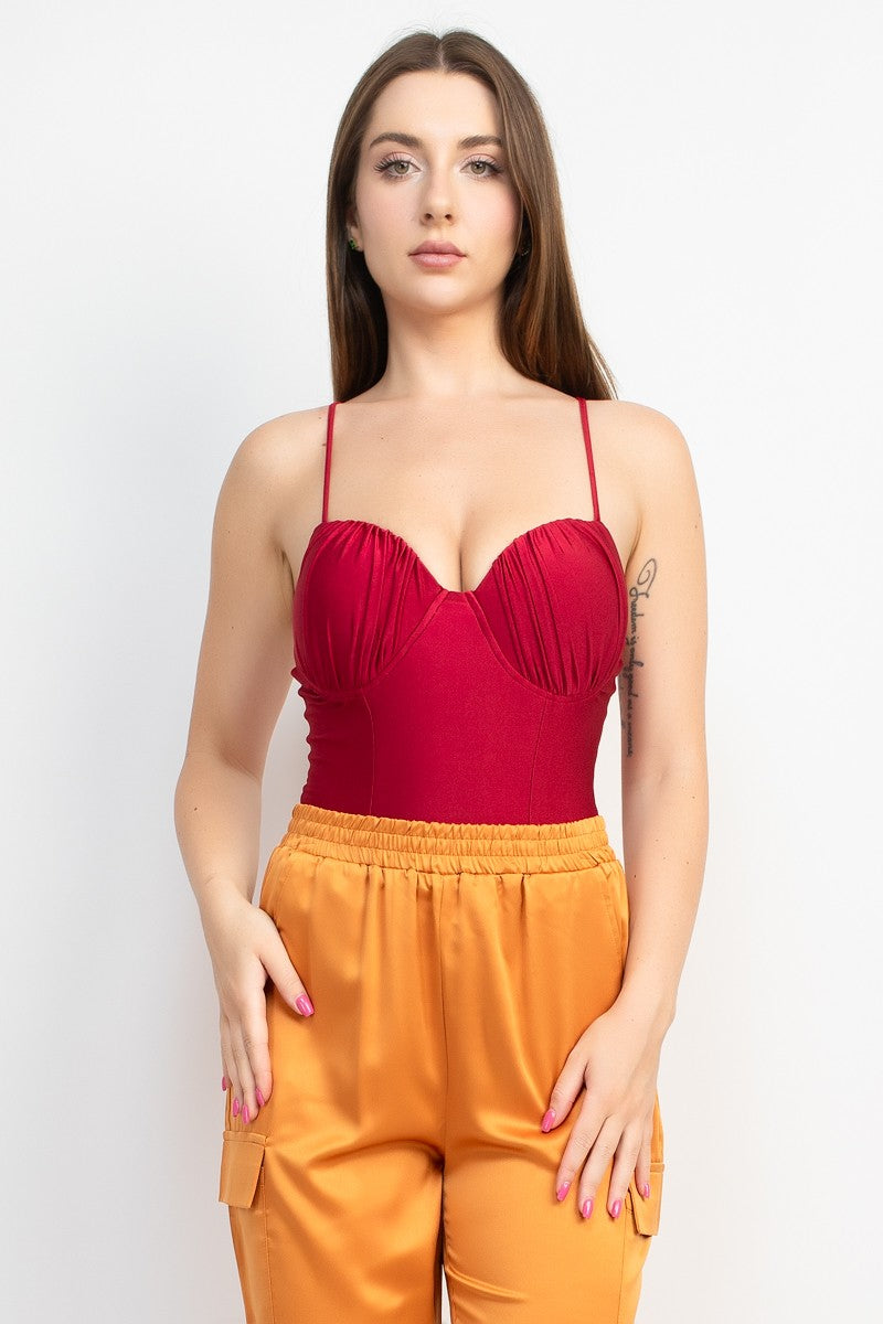 Ruffled Cami Satin Bodysuit